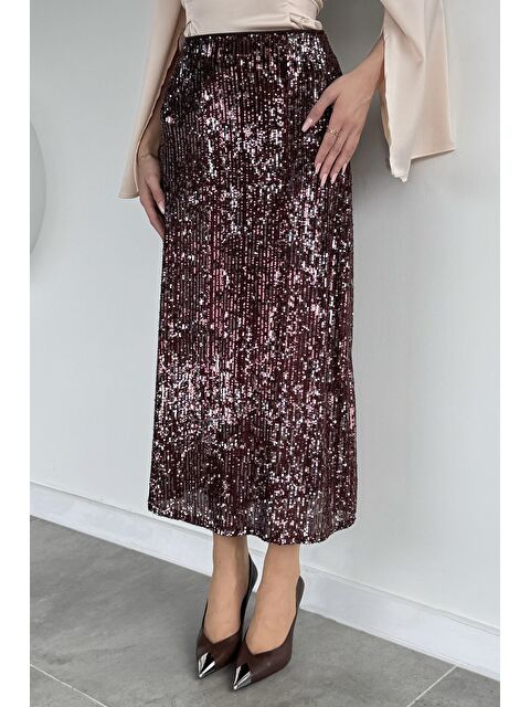 Gülseli Kadın Bel Lastikli İç Astarlı Pul Payet Etek - S000491561-19413