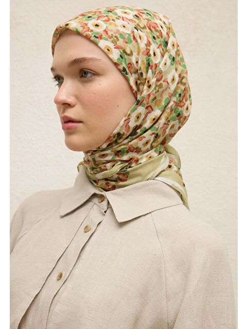 Fresh Scarfs Serena Desen Pamuk Vual Eşarp Yeşil - S000459874-18194