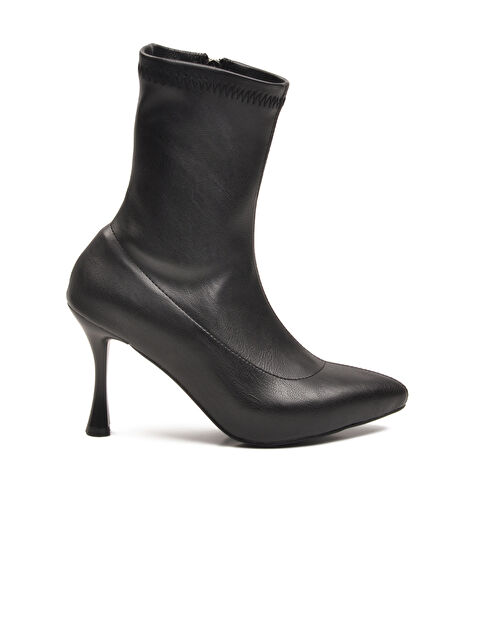 Ayakmod Siyah Kadın Polarlı Fermuarlı İnce Topuklu Bot 2614 Z - S000493046-19351