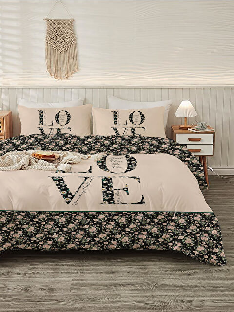 Evmila Modern Desenli Baskılı Çift Kişilik 200x220 Cm 2 Adet 50x70cm Nevresim Takımı - S000285906-23173