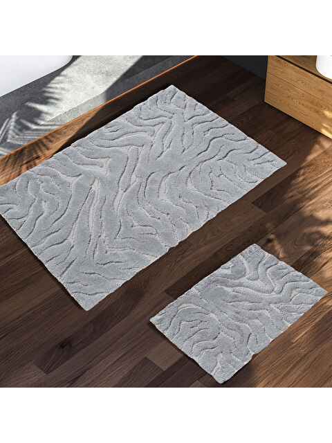 SCHAFER Home Wild Pamuk 2 li Banyo Paspası-Açık Gri - S000412492-17308