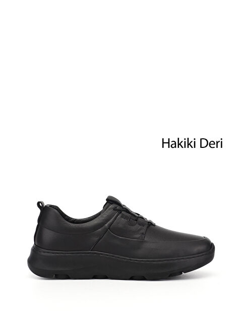 GÖNDERİ(R) Erkek SİYAH Bağcıklı Hakiki Deri Comfort Sneaker - S000531392-19351
