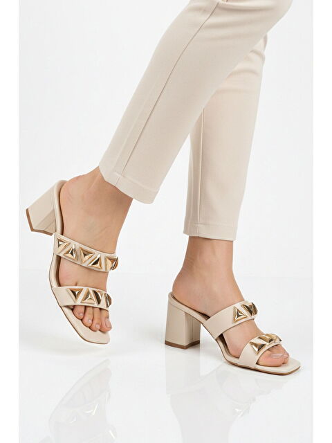 Ayakmod Bej Kadın Topuklu Terlik 547855 Z - S000531394-19928