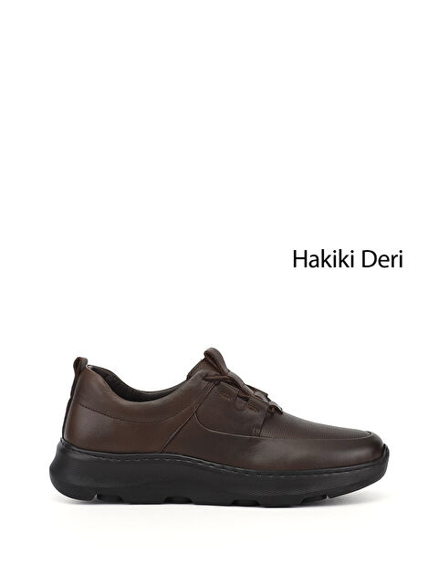GÖNDERİ(R) Erkek TÜTÜN KAHVE Bağcıklı Hakiki Deri Comfort Sneaker - S000531392-20839