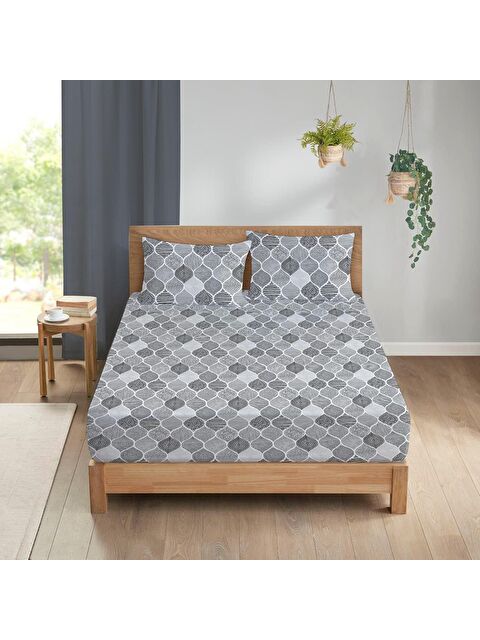 Evmila Geometrik Desen Baskılı Çift Kişilik 180x200 Çarşaf Takımı - S000124295-23173