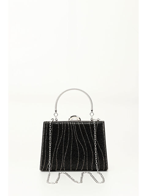 GÖNDERİ(R) Kadın ZÜMRÜT-SİYAH Taşlı Uzun Zincirli El Ve Omuz Askılı Abiye Çanta