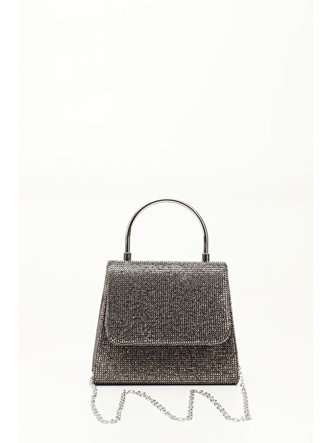 GÖNDERİ(R) Kadın GÜMÜŞ Taşlı Uzun Zincirli El Ve Omuz Askılı Abiye Çanta