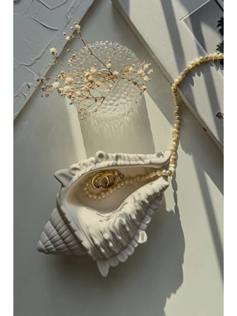 Havalı Tasarım Deniz Kabuğu İstiridye Şeklinde Dekoratif Tabak - S000343491-20063