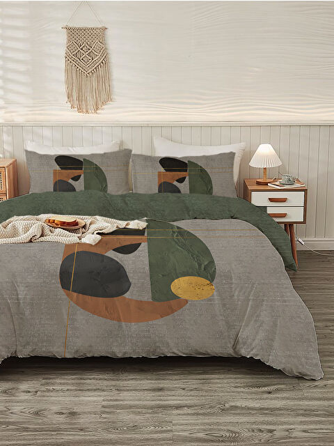 Evmila Modern Desenli Baskılı Çift Kişilik 200x220 Cm 2 Adet 50x70cm Nevresim Takımı - S000285907-23173