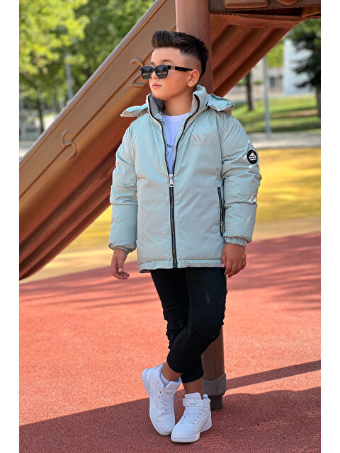 Pina Kids Erkek Çocuk Çıkarılabilir Kapüşonlu Baskılı Yakası Detaylı Kışlık Mont KM3501 - S000425189-20054