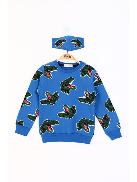 Toontoykids Erkek Çocuk Dinozor Baskılı Sweatshirt