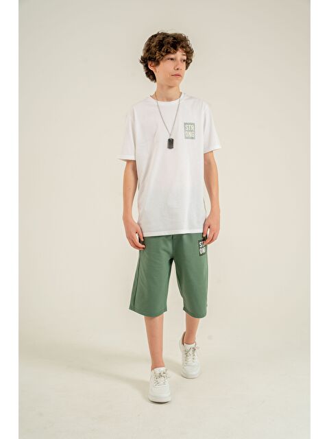 Mışıl Kids Strong Baskılı Kolyeli Erkek Çocuk Şort - Tişört Takımı