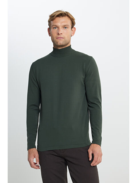 Altınyıldız Classics Erkek Haki Standart Fit Normal Kesim Yarım Balıkçı Yaka Triko Kazak - S000403084-18547