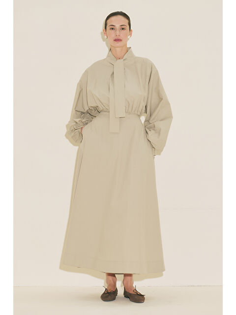 Manuka Geniş Kol Tasarımlı Elbise Haki