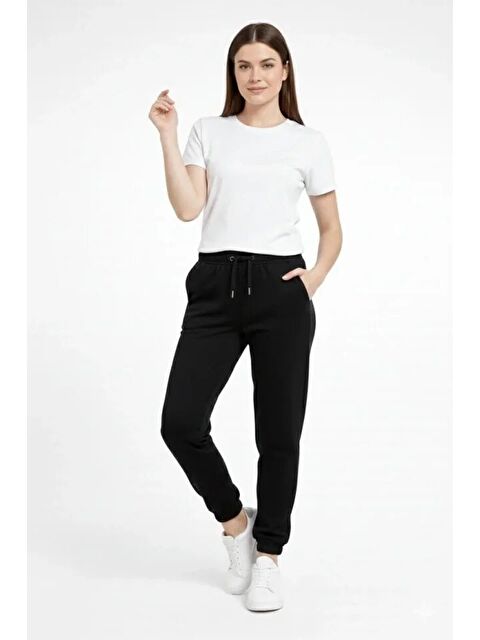 Jane's Jogger Eşofman Altı Rahat Kalıp, Cepli, Lastikli Paça, Günlük Spor Pantolon - Siyah