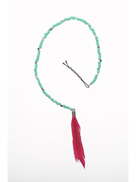 New Obsessions Fuşya Tüy Sallantılı Mavi Saç Boncuğu Boncuklu Rasta Toka - S000202681-37373