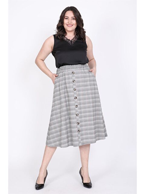 Mylinemoda Kareli Beli Lastikli Etek - S000238964-20600