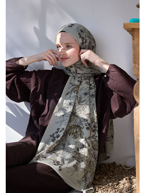 Fresh Scarfs Aster Desen Şal Tozlu Kahve - S000439956-19413