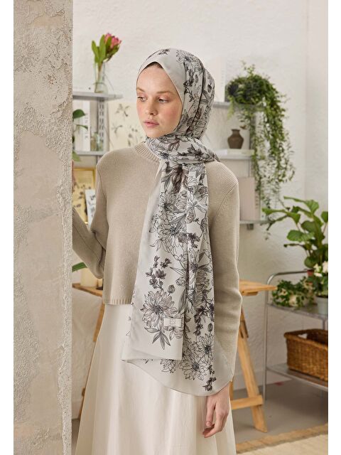 Fresh Scarfs Aster Desen Şal Vizon - S000439956-26429