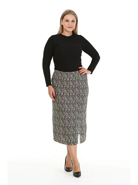 Mylinemoda Arka Beli Lastikli Yırtmaçlı Etek - S000238966-18194