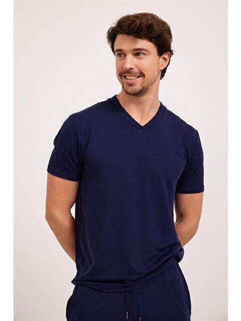 Katia And Bony Silver V Yaka Erkek Pijama Üst Lacivert - S000139338-21164