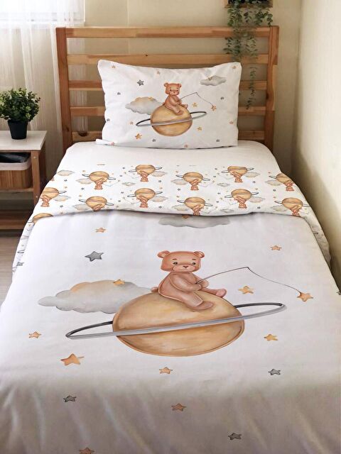 Evmila Çift Taraflı Teddy Desenli Çarşafsız Takım Tek Kişilik Nevresim Takımı 160x220 Cm - S000123801-23173