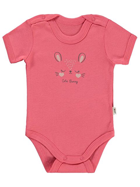 Civil Baby Cute Bunny Baskılı 1-36 Ay Çıtçıtlı Badi - Kırmızı 6-9 Ay - S000510612-20048