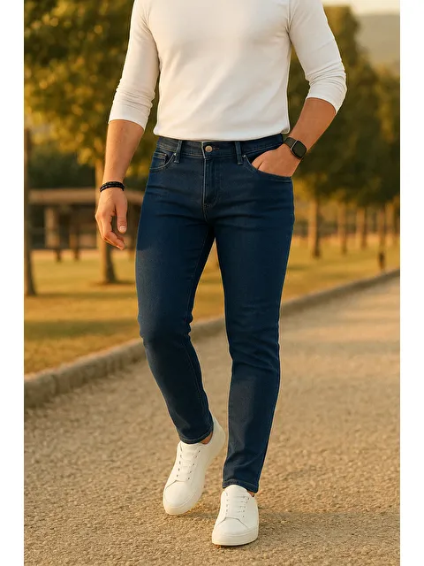 Comstar Erkek Trend Slim Fit Lacivert Jean Pantolon