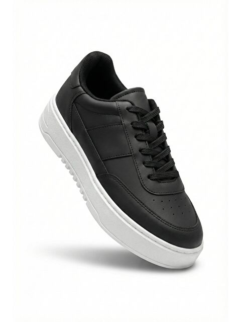 Abluka Online Erkek Yüksek Tabanlı Bağcıklı Spor Ayakkabı Siyah - S000506712-19351