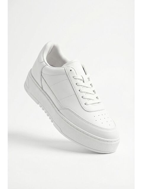 Abluka Online Erkek Yüksek Tabanlı Bağcıklı Spor Ayakkabı Beyaz - S000506712-20063