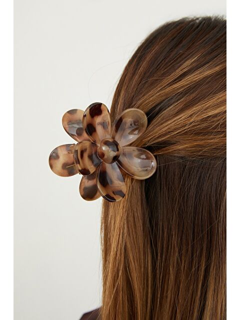 Fullamoda Leopar Desenli Çiçek Mandal Toka - S000474470-19928