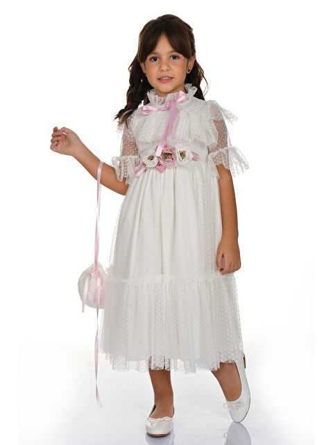 Mnk Baby & Kids Dantel Vintage Çantalı Elbise MNKA248 - S000390130-19965