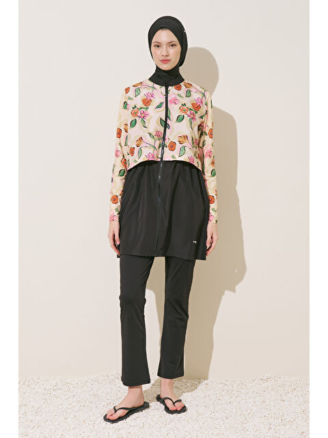 Manuka Fermuarlı 3'Lü Tesettür Mayo Takım Pure Floral - S000529501-20072