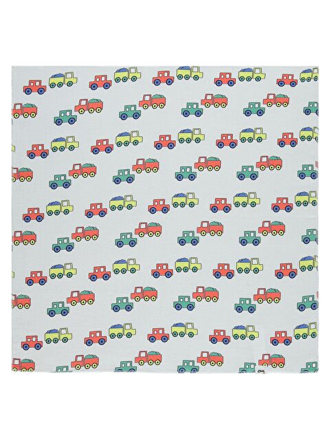 Civil Baby Taşıtlar Baskılı Müslin 75*75 Battaniye - Ekru