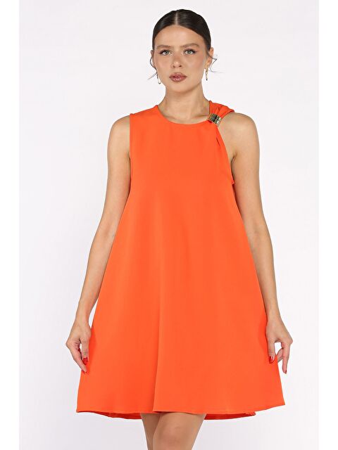 Gülseli Omuz Tokalı Rahat Kısa Elbise - S000425520-20013