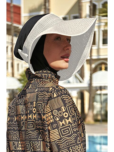 Remsa Mayo Fiyonklu Katlanabilir Vizör Hasır Şapka Güneş Koruyucu Siperlik RŞ-78 Beyaz - S000221745-20063