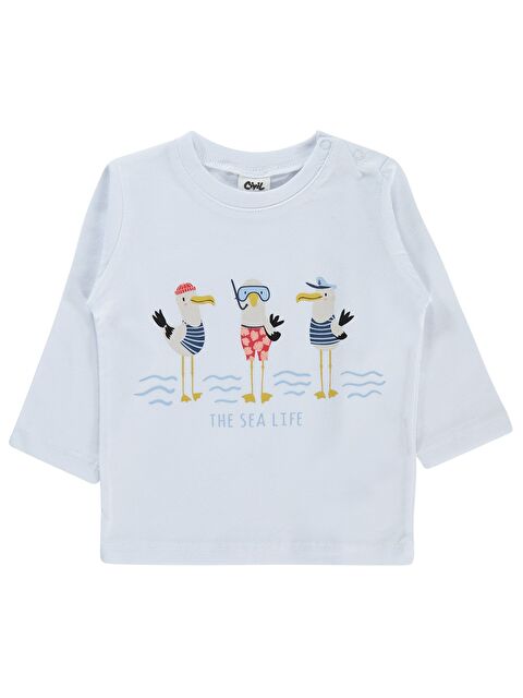 Civil Baby Leylek Baskılı 6-18 Ay Sweatshirt - Beyaz