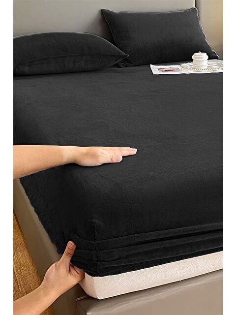 Mulberry Kadife Kumaş Çift Kişilik Fitted Lastikli Çarşaf Takımı 160x200+30 cm