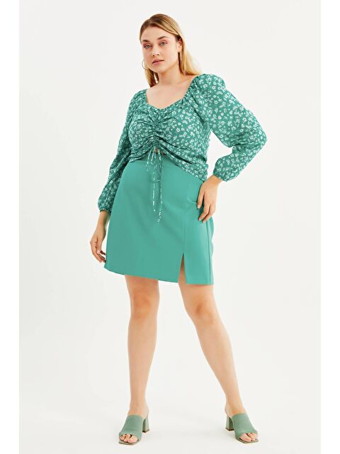 Mylinemoda Arka Beli Lastikli Yırtmaçlı Mini Etek - S000238984-18194