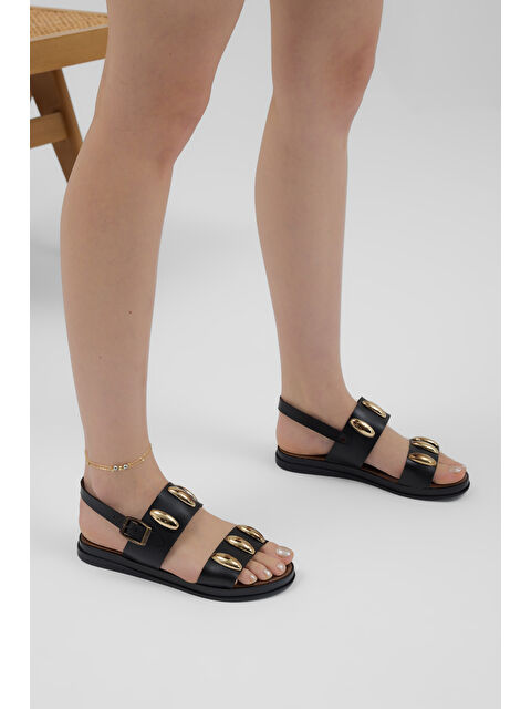 TONNY BLACK Kadın Siyah Termo Taban Tokalı Tek Bantlı Sandalet - S000510984-19351