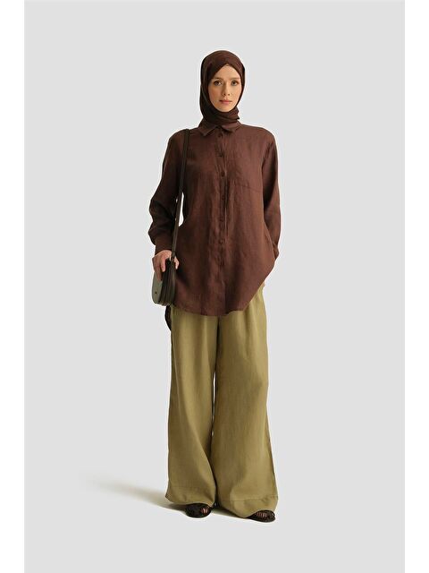 ARMİNE Keten Tunik 25Yd4231-1 Acı Kahve