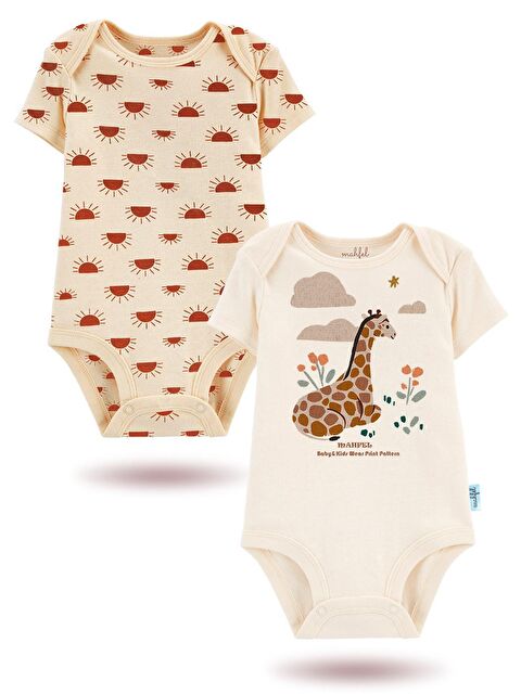 Mahfel 2'Li Organik Baskılı Kısa Kollu Unisex Bebek Çıtçıtlı Body - S000177658-19965