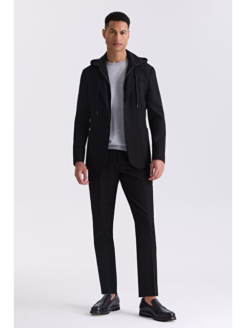 JAKAMEN Siyah Slim Fit Mono Yaka Kapüşonlu Spor Takım Elbise - S000495512-19351