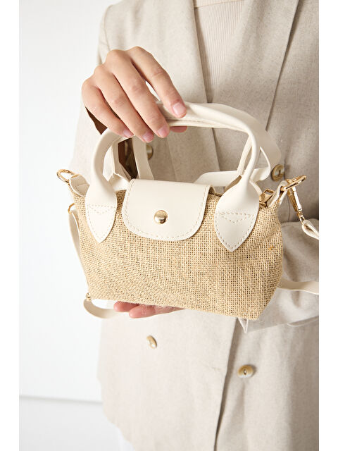 TONNY BLACK Kadın Krem Mini Boy Askılı Hasır El ve Çapraz Çanta - S000500322-19966