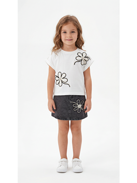 Mışıl Kids Papatyalı Kız Çocuk Tişört-Şort Takım