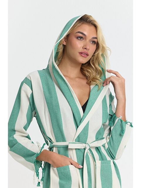 Mulberry Striped Peştemal Bornoz Banyo ve Plaj Elbisesi