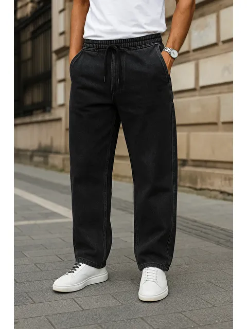 Comstar Erkek Günlük Premium Comfort Siyah Baggy Pantolon