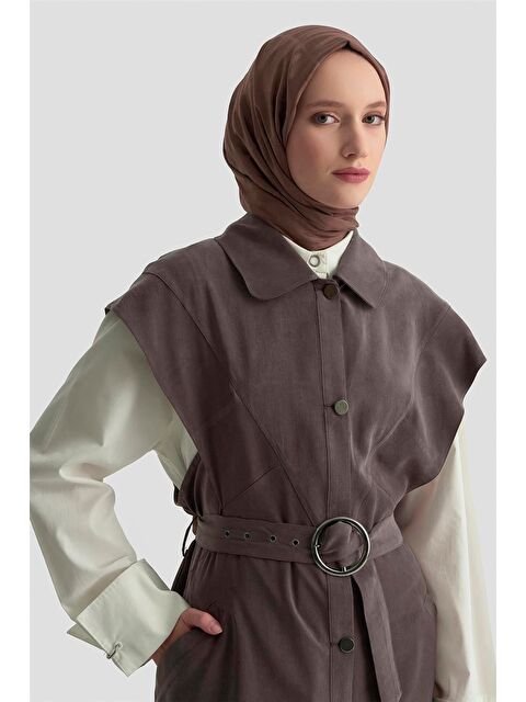 ARMİNE Manşet Detaylı Tunik 25Kd1106 Acı Kahve