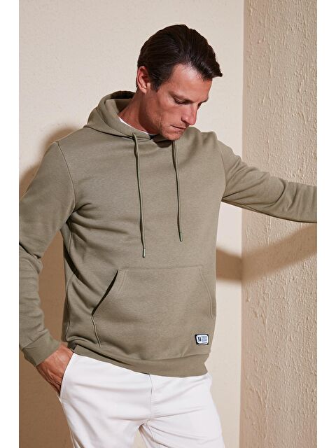 Buratti Slim Fit Kapüşonlu Kanguru Cepli İçi Tüylü Yumuşak Şardonlu  Erkek Hoodie 5905281 - S000000611-26429