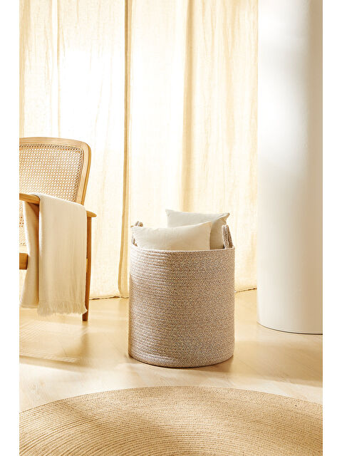 Ocean Home Textile Bej Kırçıllı Pamuklu Halat Sepet 40 x 40 cm - S000353261-19928